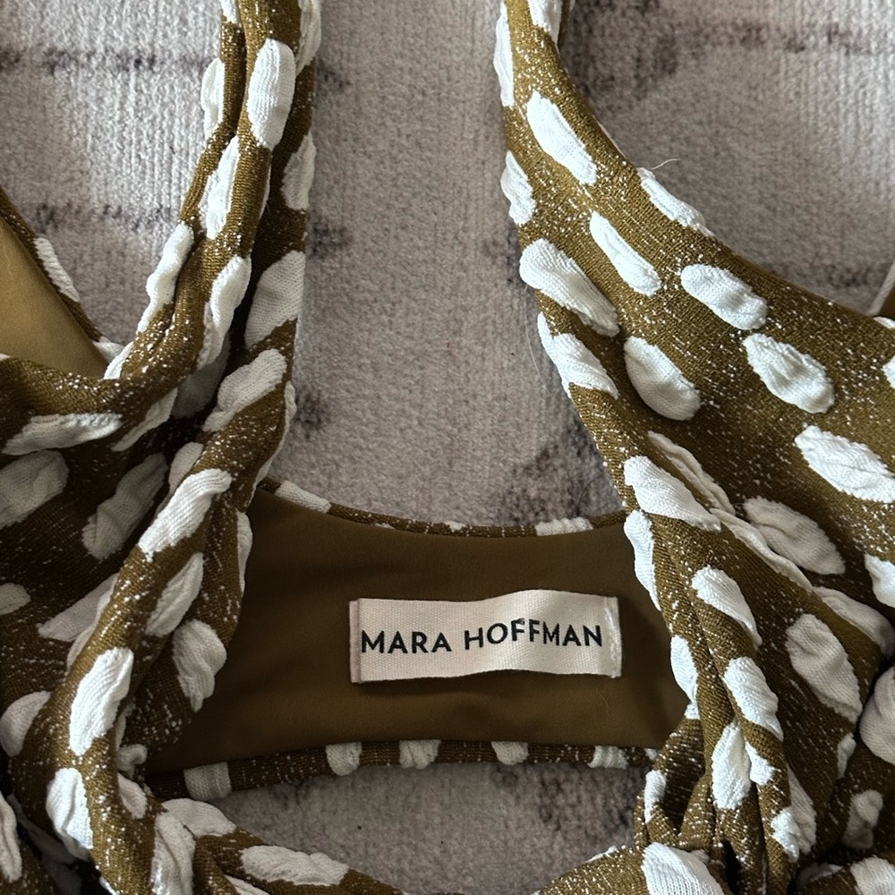 MARA HOFFMAN Rio Knot Bikini‎ Top - Cream/Green Sz small - Picture 4 of 4